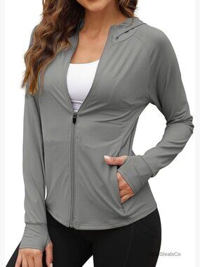 UPF 50+ Sun Protection Hooded Jacket Lightweight Athletic Running Hiking
